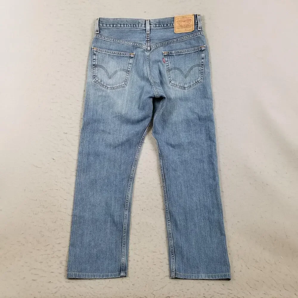 Levis 505 Jeans Mens 32x30 Blue Light Wash Straight‎ 100% Cotton Denim Pants